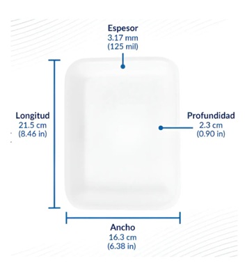 Plato Charola Térmica Rectangular #855 C50 PZAS
