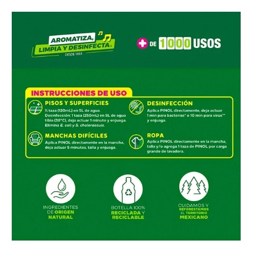Pinol El Original limpiador multiusos desinfectante pino 828 ml