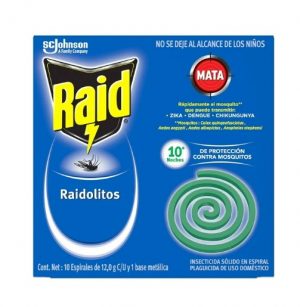 Insecticida Raid Raidolitos verde 10 espirales y base metálica